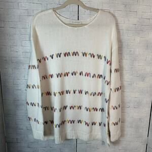 Christopher Banks women’s sweater white pastel coastal grandma colorful bohemian